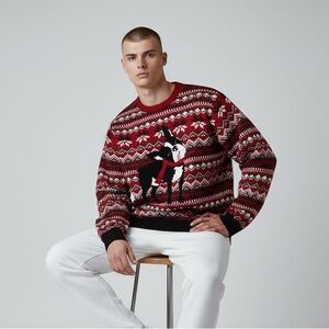 33 DEGREES - MENS CHRISTMAS SWEATER - SIZE XL - BOSTON TERRIER/ FRENCHIE‎ B21